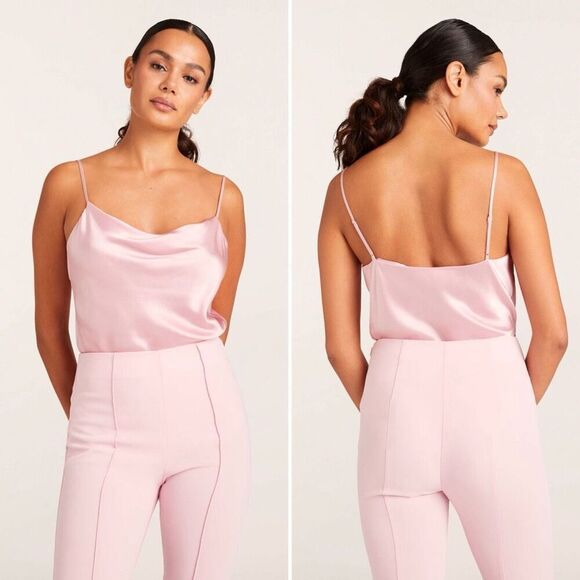 Cinq a Sept Marta Cami S Venus Pink Silk Cowl Neck Romantic Coquette Classic - Picture 12 of 12